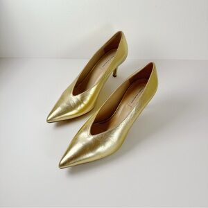 Fabio Rusconi Italian Gold Metallic Leather Pumps EU 38 Made in Italy